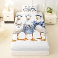 thumbnail image 3 of spefrowx Watercolor Sailor Seagull Twin Sheets for Kids, Blue Stripe Bow Coastal Bird Bedding, 3 Pieces, 1 Flat Sheet, 1 Fitted Sheet and 1 Pillowcase, 3 of 5