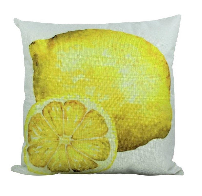 Citrus Lemon Yellow Plain Linen Material Cushion Covers 18x18" 