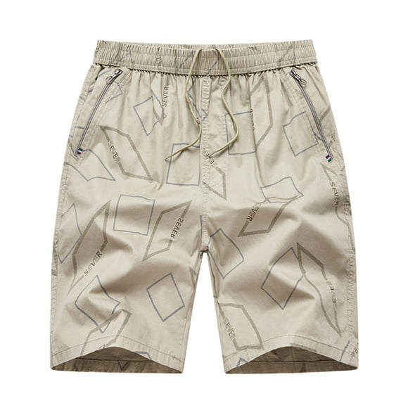 Gubotare Mens New Summer Outdoors Casual Loose Plus Size Patchwork Overalls Shorts Pants Long Cotton Shorts for Men (Khaki, XXXL)