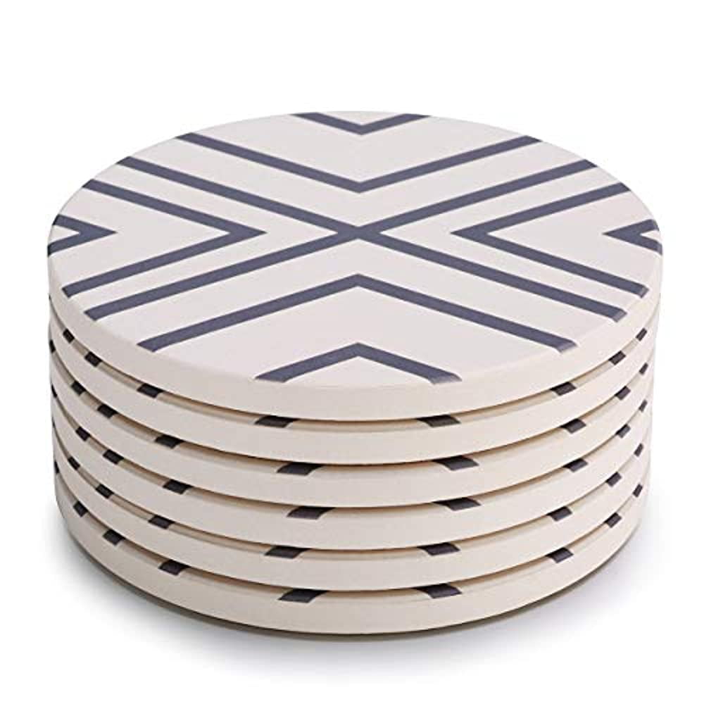 LIFVER Coasters for Drinks Absorbent Coaster Set of 6 with Cork Base