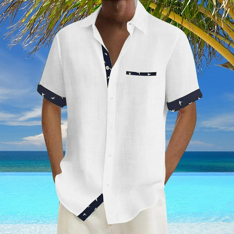 Short Sleeve Shirt Mens White Holiday Shirt Mens T-shirts Beach