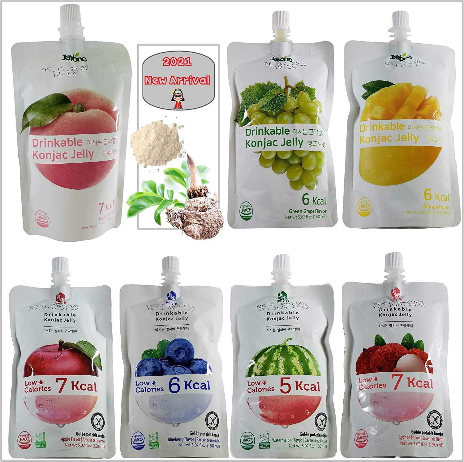 Jayone Drinkable Konjac Jelly 8 Flavors Apple, Mango, Peach