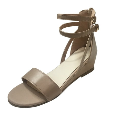 

Sandals Women Bohemian Sandals Size 9 Fashion Wedge Heel Thick Bottom Belt Buckle Open Toe ROMAN SANDALS