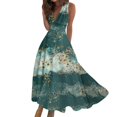 thumbnail image 1 of Robe Fleurie, Robe Maxi de Plage Bohème à Fleurs pour Femme à Col en V Sans Manches avec Volants, Robes Longues de Plage Décontractées et Formelles Sans Manches à Imprimé Floral, 1 of 5