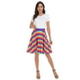 thumbnail image 6 of HDE Skirts for Women - Midi Skirt Skater Skirt Knee Length High Waist Fun Prints Rainbow L, 6 of 6