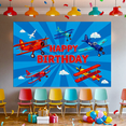 thumbnail image 5 of Blue Background with Airplane Elements Happy Birthday Banner Party Decoration Photography Props Backdrop for Birthday Party Kids Celebration Airplane Themed Event, 5 of 7