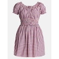 thumbnail image 6 of Time and Tru Women's and Women's Plus Cotton Peasant Mini Dress With Puff Sleeves, Sizes XS-4X, 6 of 6