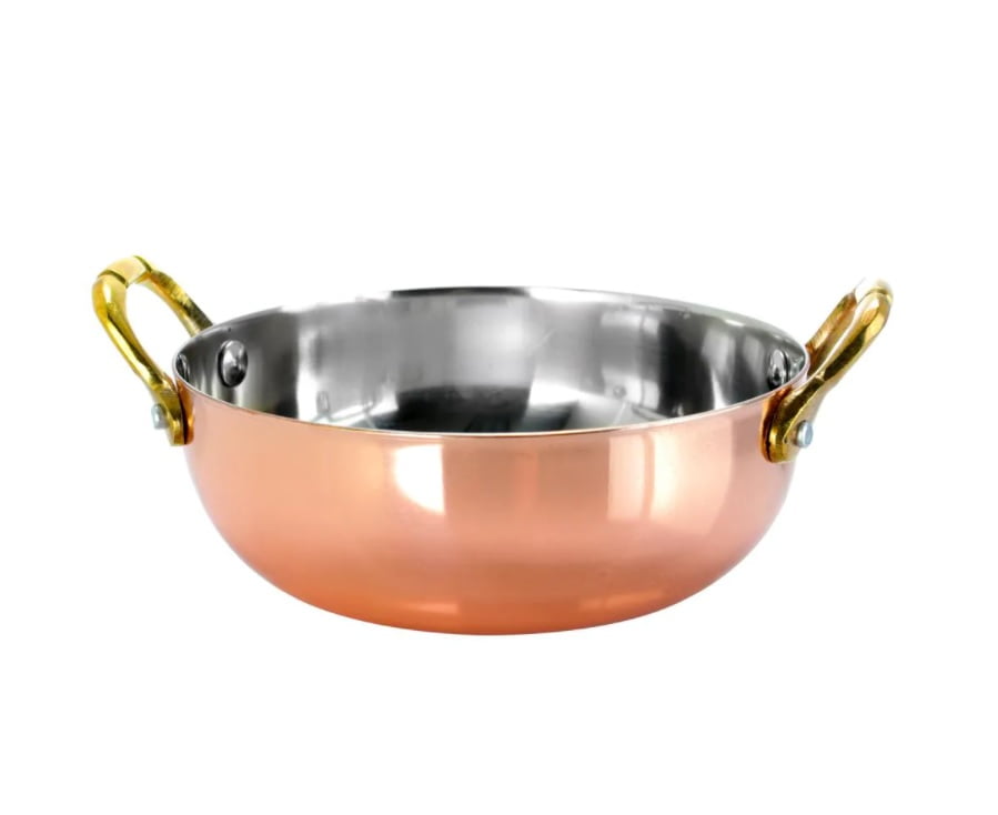 Copper Finish Stainless Steel 5.3' Grill Pan With Brass Handle