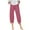 Hot Pink, variant on fartey 2025 Capri Pants for Women Cotton Linen Elastic Waist Tulip Hem Pockets Baggy Trousers Solid Color Breathable Casual Beach Trousers