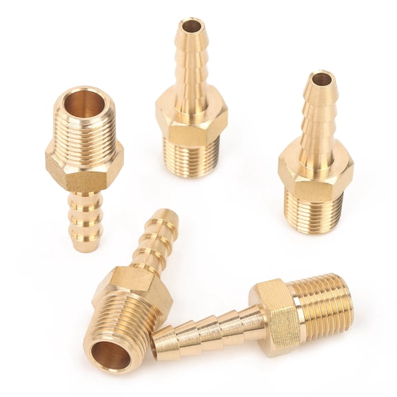 LTWFITTING Brass Barb Fitting Coupler 3/16-inch Hose ID x 1/8-inch Male NPT Fuel Gas Water(pack of 5)