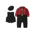 thumbnail image 2 of WESIDOM Baby Boy Suit Outfits Set 3pcs Infant Tuxedo Gentleman Wedding Jumpsuit Vest Coat Beret Hat, 2 of 9