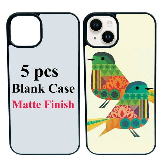 5 Packs Sublimation Blank Phone Case Covers Compatible with iPhone 14, 6.1" 2D Blanks Dye Phone Case With Aluminum Inserts Personalized Printable Sub Phone Cover Blanks Soft Rubber Black