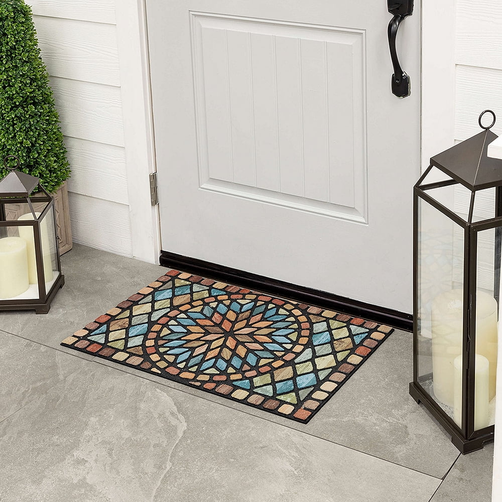 Mohawk Home Diamond Planks Outdoor Polyester Door Mat, Multi, 1' 6" X 2' 6"