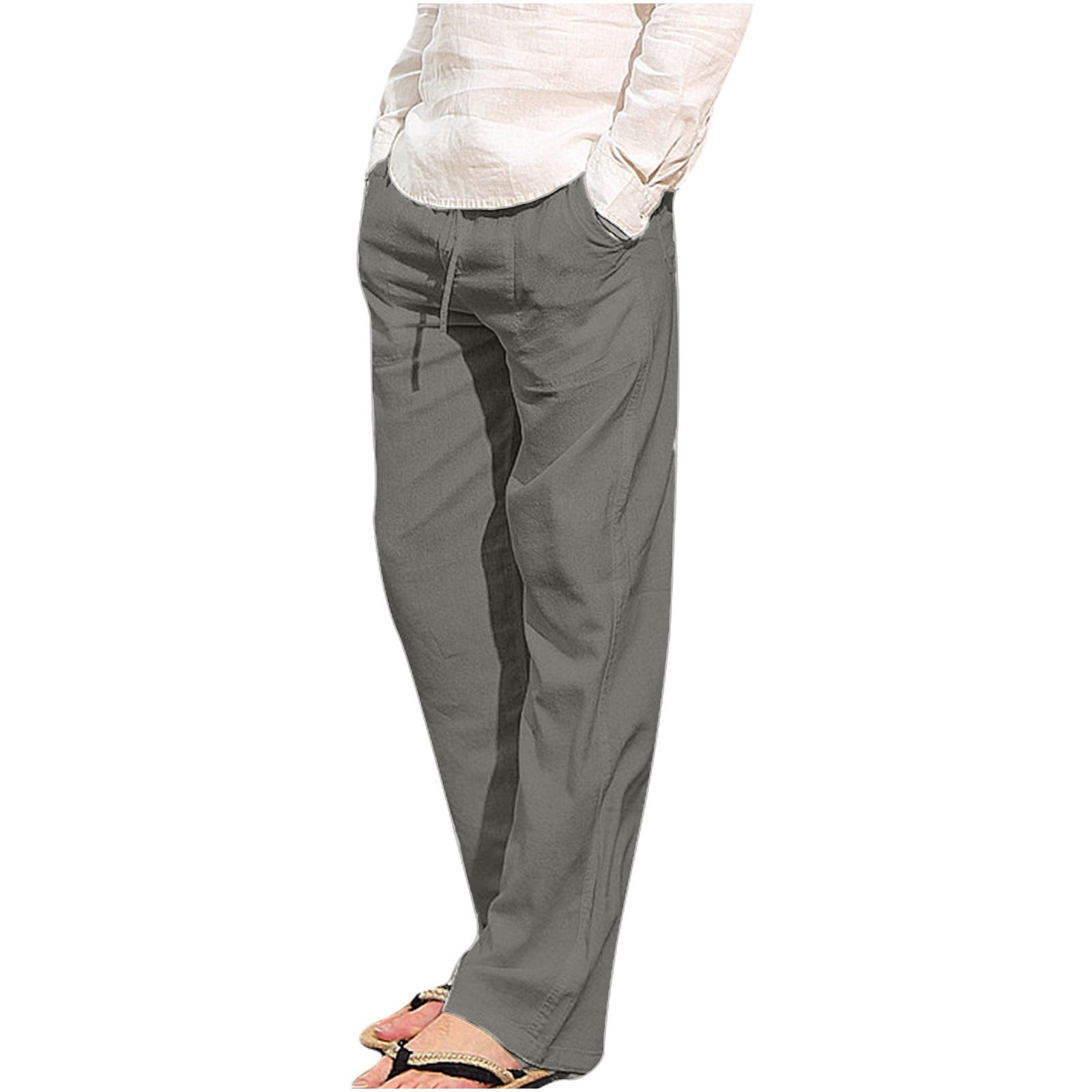 CZHJS Womens Summer Beach Pants Solid Color Regular Fit Pants Boho Comfy Wide Leg Pants Bohemian