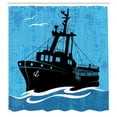 thumbnail image 2 of Ambesonne Nautical Blue Shower Curtain, Fishing Boat on Wave, 69"Wx75"L, Sky Blue Grey, 2 of 4