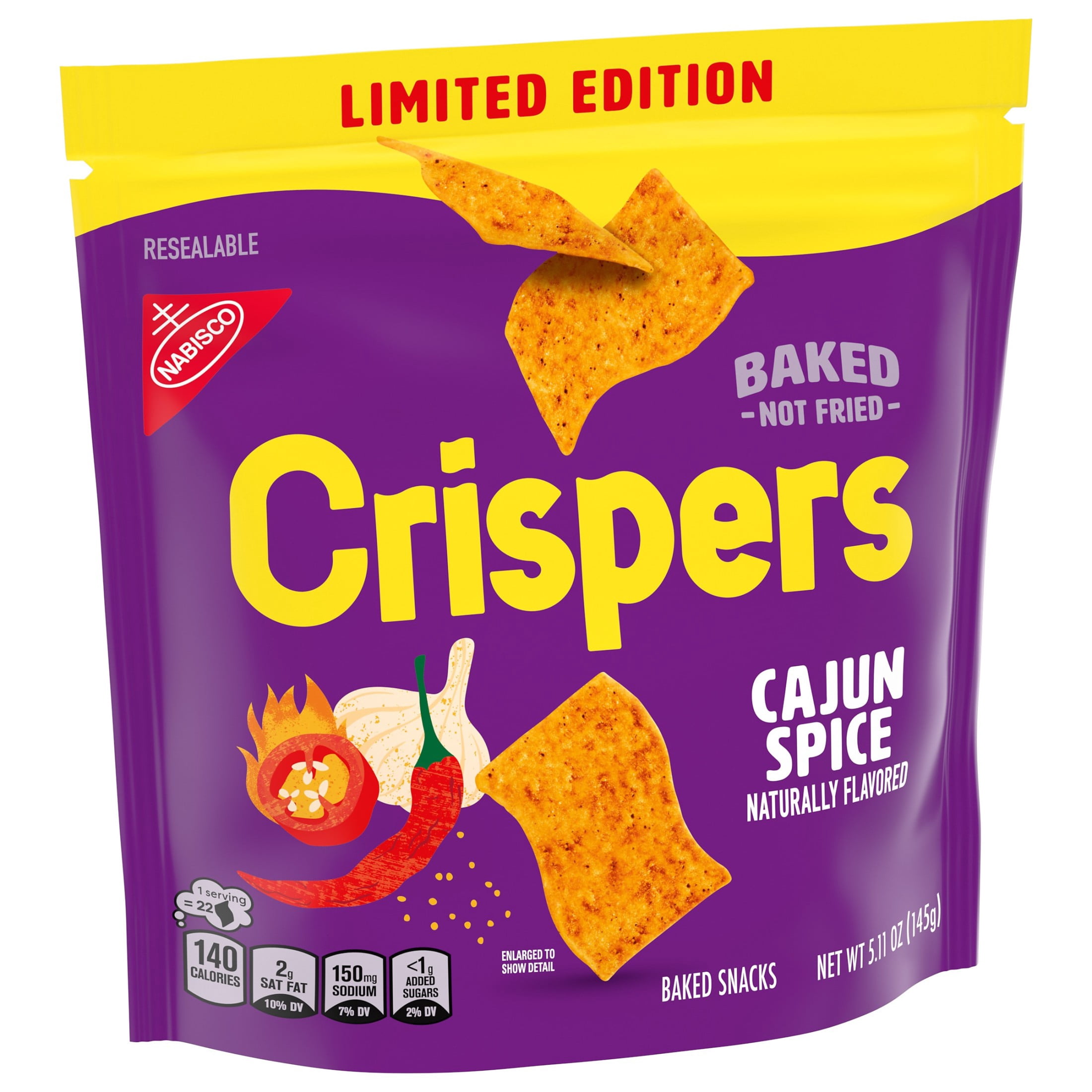 Crispers Cajun Spice Flavor Baked Snacks, Crunchy Snacks, Limited Edition, 5.11 oz