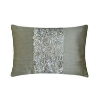 The HomeCentric Silver Lumbar Pillow Cover, Textured Ribbon Lumbar Pillow Cover, Pack of 2, 12"x20" (30x50 cm) Lumbar Pillow Cover, Modern Lumbar Pillow Cover, Rectangle Silk - Vintage Silver Love