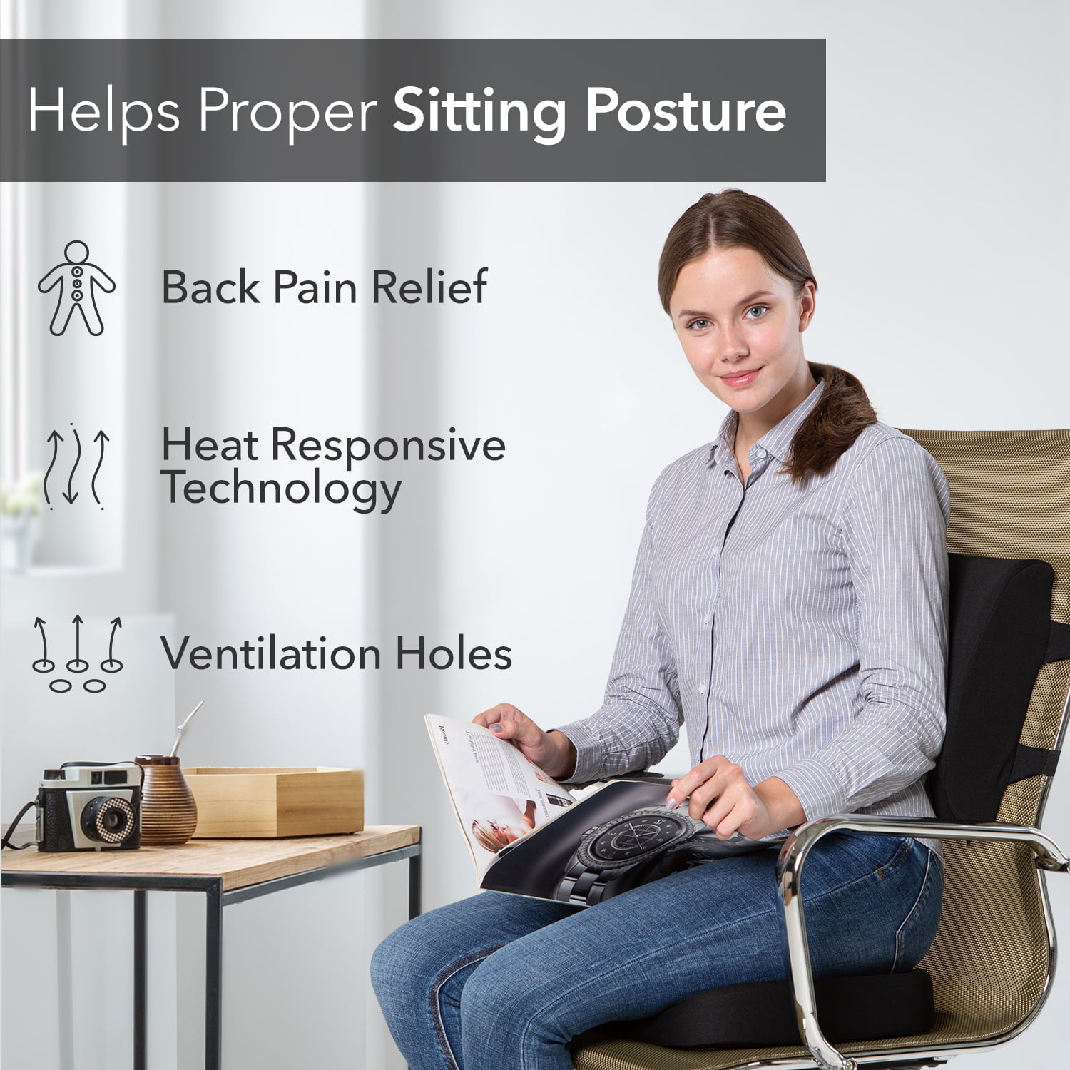 Everlasting Comfort Seat Cushion and Lumbar Support Pillow Combo - Chair  Pads Reduce Tailbone P - Seat & Posture Cushions, Facebook Marketplace