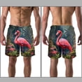 thumbnail image 3 of luoweisi Men's Beach Shorts Quick Dry Swim Trunks with Mesh Lining Flamingo L, 3 of 5