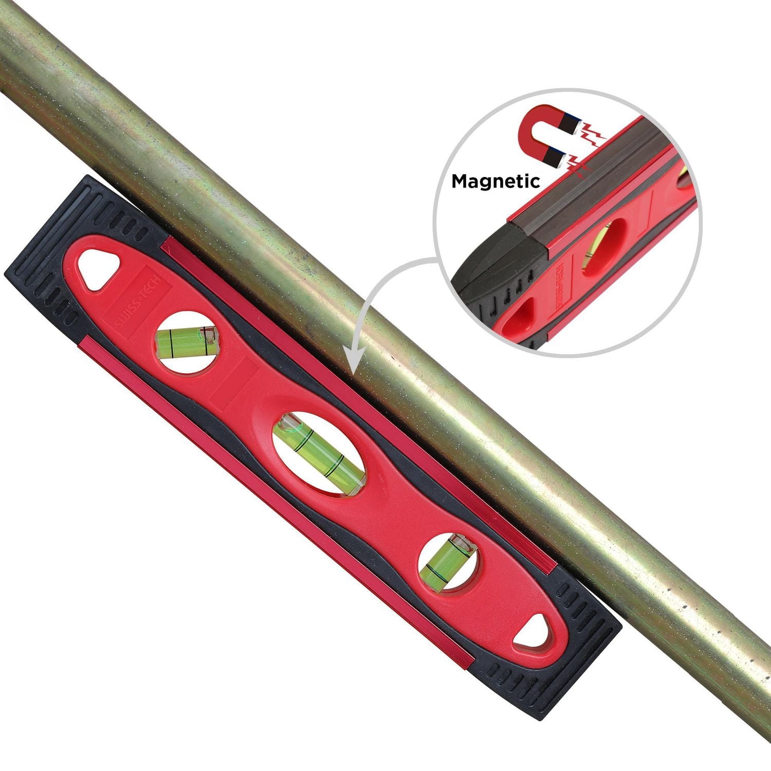 Swiss Tech 9" Aluminum Torpedo Level,3 Vials