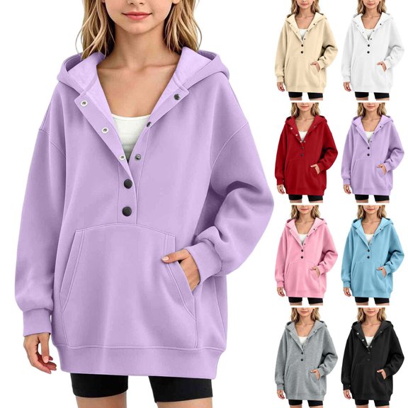 Bixock Toddler Girls Hoodies,Girls Long Sleeve Tops,Kids Crewneck Pullover Hooded Solid Color Thin Sweatshirt Windproof Soft Warm Everyday Wear Girls Clothings