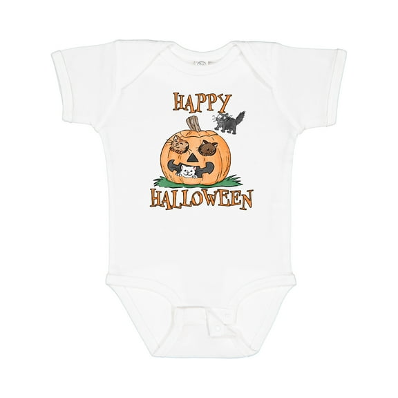 Inktastic Happy Halloween Kittens in a Pumpkin Boys or Girls Baby Bodysuit