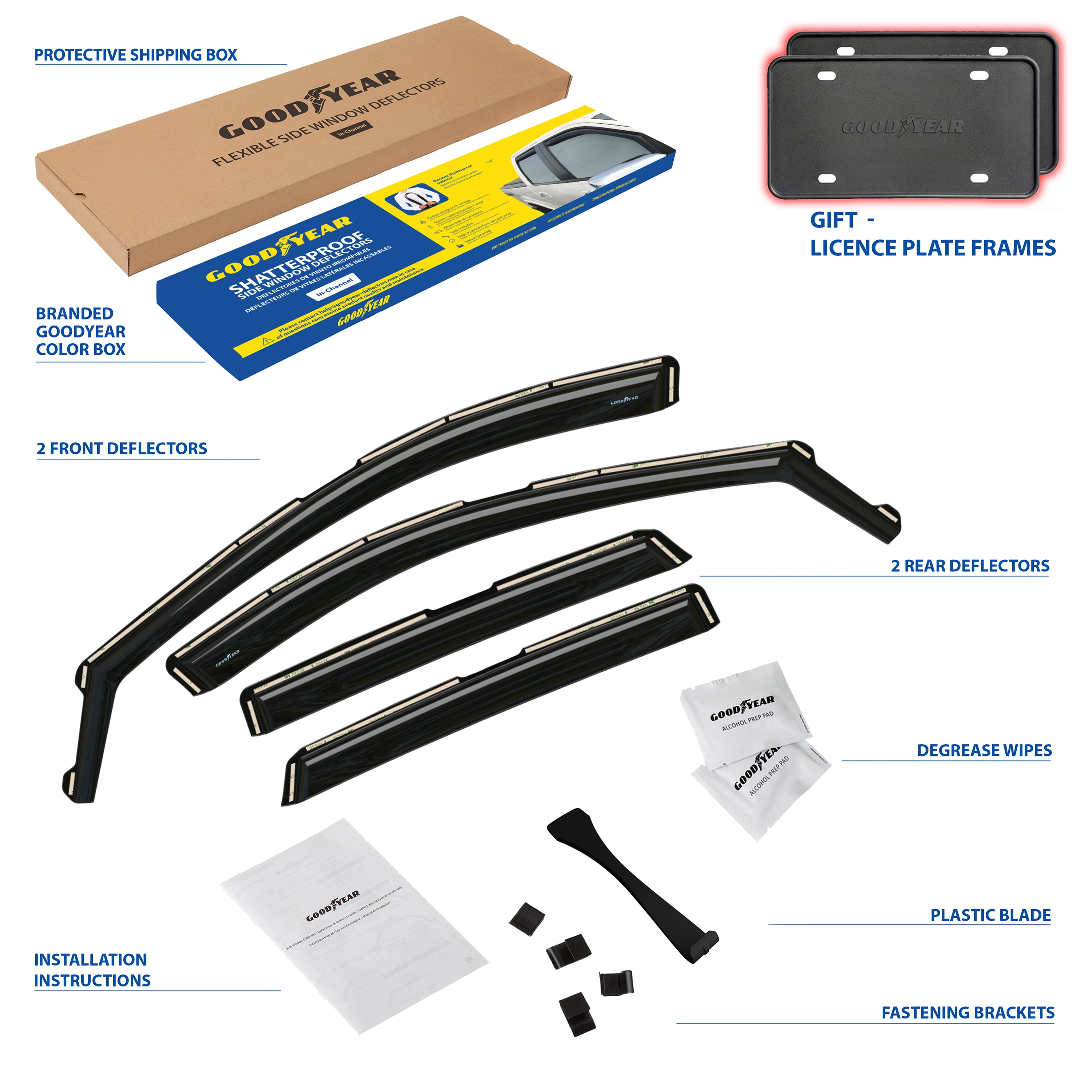 Goodyear Shatterproof in-Channel Window Deflectors for Ford Escape 2020-2026, Rain Guards, Window Visors for Cars, Vent Deflector, Car Accessories, 4 pcs - GY008084