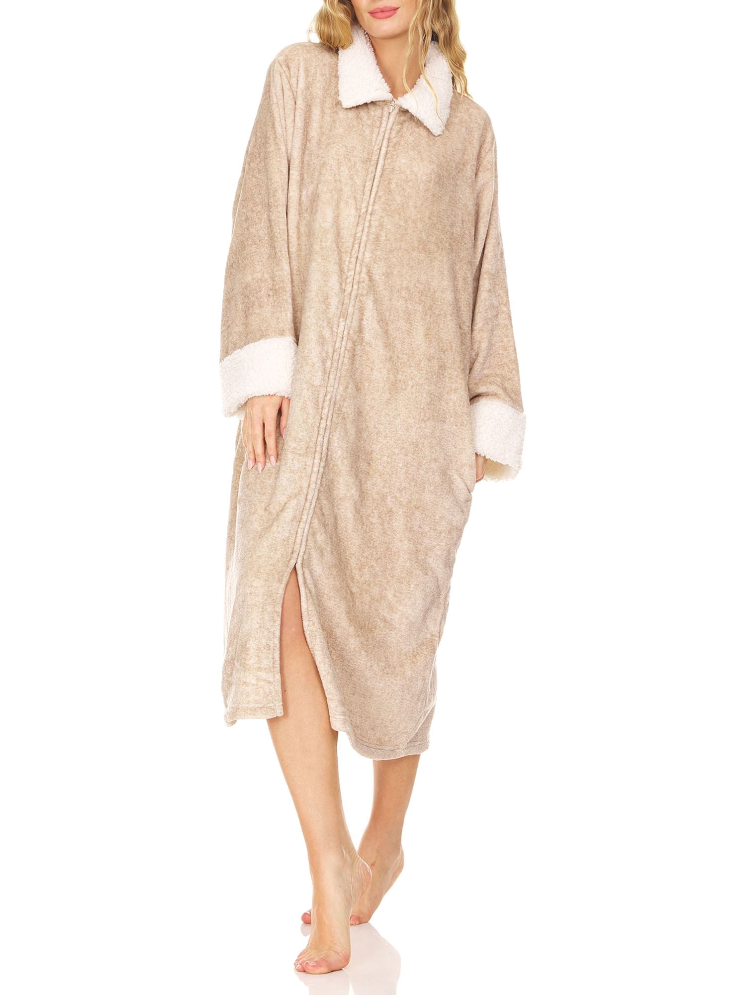 LADIES ZIP UP PLUSH ROBE