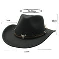 thumbnail image 2 of Men and Women Black Straw Cowboy Hat with Wide Brim Chin Strap and Bull Decoration Similar to Others but Different in Color, 2 of 5