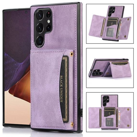 Nalacover for Samsung Galaxy S22 Ultra Wallet Case with Credit Card Holder Slots Magnetic Closure Kickstand Purse Premium PU Leather+ TPU Shockproof Case for Samsung Galaxy S22 Ultra - Purple