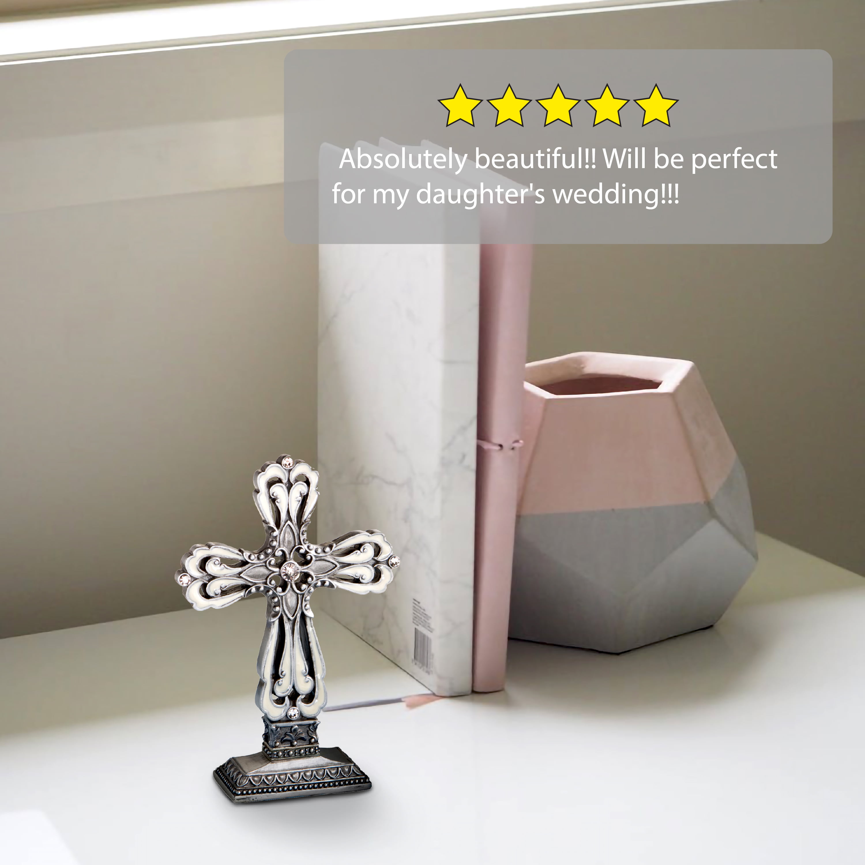 4 Pewter Cross Statue Centerpieces Baptism Christening Shower Party Gift Favors for sale online 