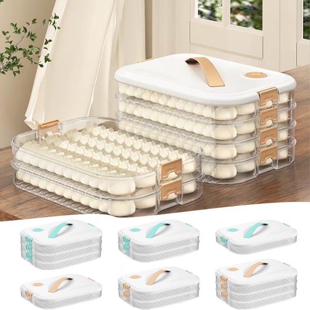 Xihbxyly Caja para Guardar Dumplings, Diseño Transparente de Cuatro Capas, Cierre Hermético para Mantener La Frescura, Apilable y Ahorra Espacio, Organizador de Cocina, Multiusos, Tamaño 30 X 22,5 X