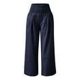 thumbnail image 1 of Business Casual Pants for Women Plaid sexy sólido Cintura alta Pierna de mujer Pantalones casuales sueltos de mujer (Navy, M), 1 of 5