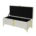 thumbnail image 5 of Aukfa 47" Storage Ottoman Bench with Gold Legs, Velvet End of Bed Bench for Bedroom & Entryway,Beige, 5 of 6