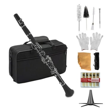 Bb Clarinet with 10 Reeds, Cleaning Kit, Gloves, Screwdriver, Stand, Hard Case, Professional Clarinet for Beginner Student, Woodwind Instrument