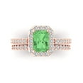 thumbnail image 2 of Clara Pucci 18K Rose Gold Emerald Cut 1.5Ct Simulated Green Diamond Engagement Ring + Matching Band - Luxury Box Included, 2 of 7