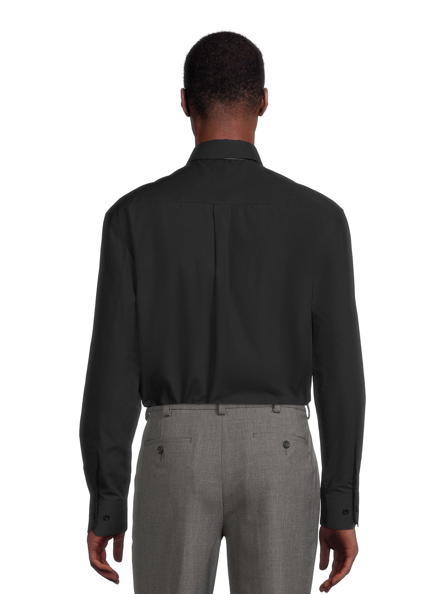 Silver Label Men’s Long Sleeve Solid Dress Shirt with Front Chest Pocket and Coordinating Necktie
