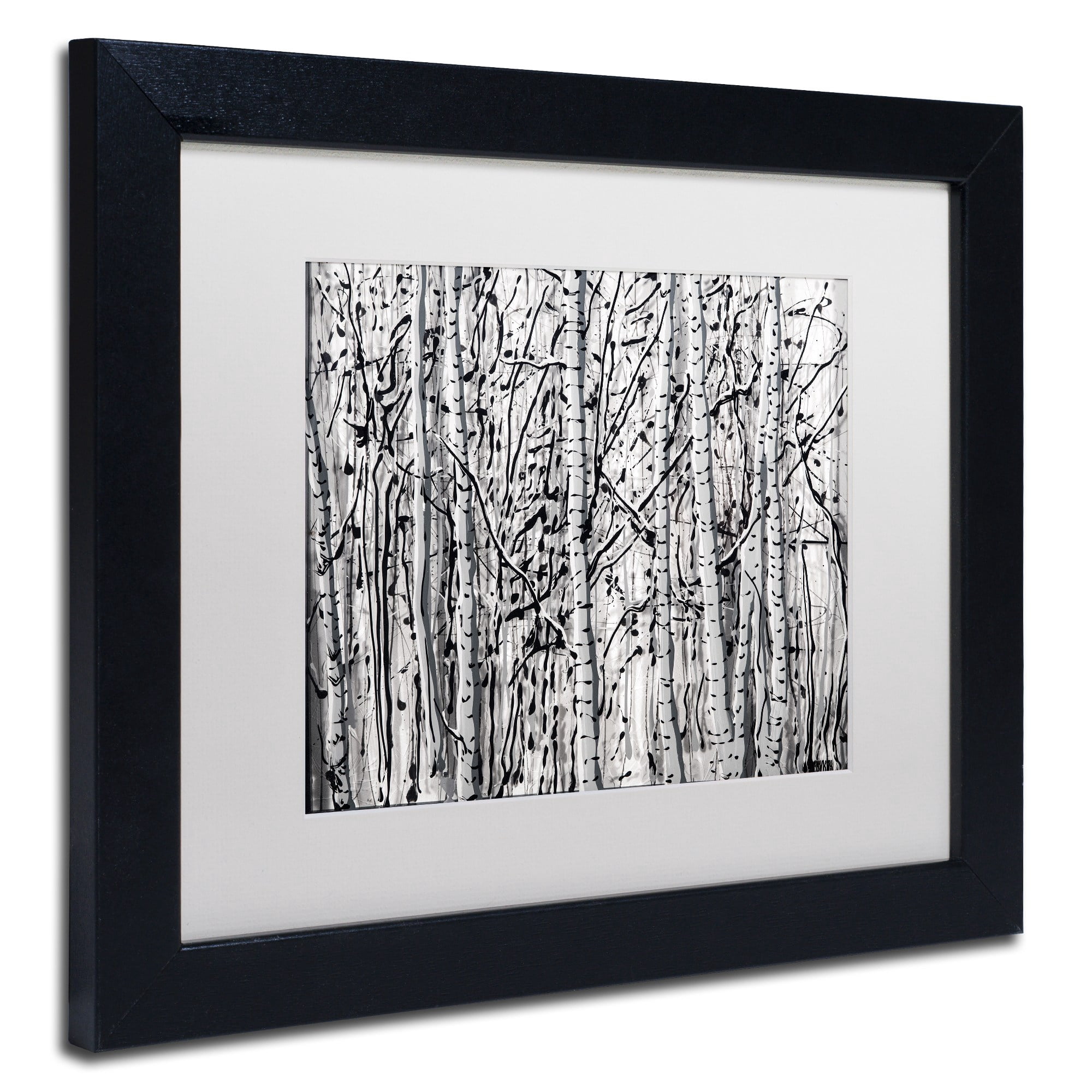 Trademark Fine Art "Winter Aspens" Canvas Art by Roderick Stevens White Mat, Black Frame