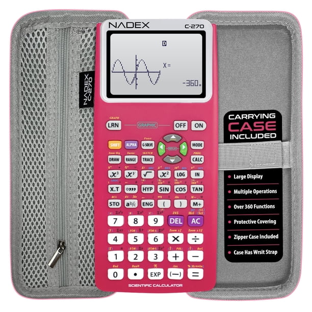 Calculadora científica Nadex C-270 rosa con estuche