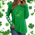 thumbnail image 5 of Besolor Womens St. Patrick's Day Shirts Crewneck Long Sleeve Plus Size Tops Shamrock Graphic Holiday Blouses, 5 of 6