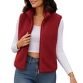 thumbnail image 2 of Mifsaly Womens Sherpa Fleece Vest Sleeveless Zip Up Jacket Stand Collar Warm Cozy Winter Outerwear Soft Casual Lightweight Layering Waistcoat Red,M, 2 of 7