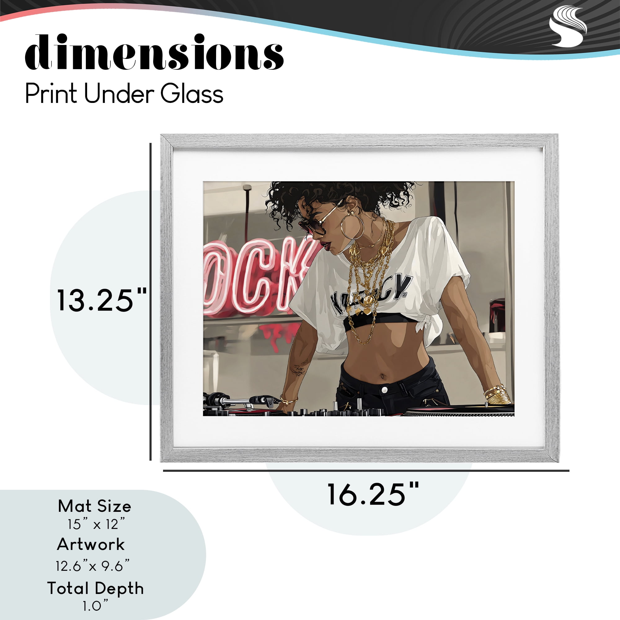 Stupell Industries Rock Neon DJ Music Gray Framed Print Under Glass, design by Franklyn Gregory