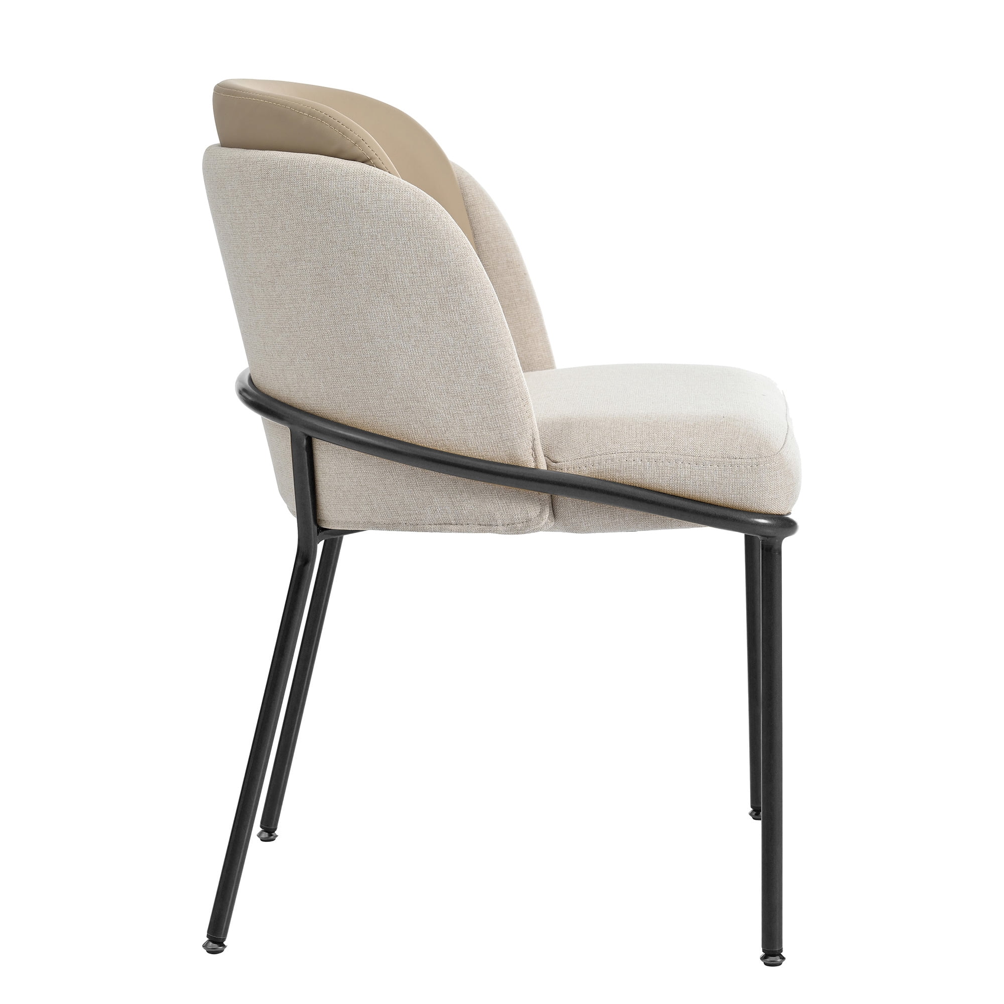 Noble House 2 Modern Chairs with Slanted Legs and Adjustable Feet (Beige)