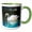 Green/White, variant on 3drose, Beautiful White Swan N Reflection, 11oz Two-tone Green Mug