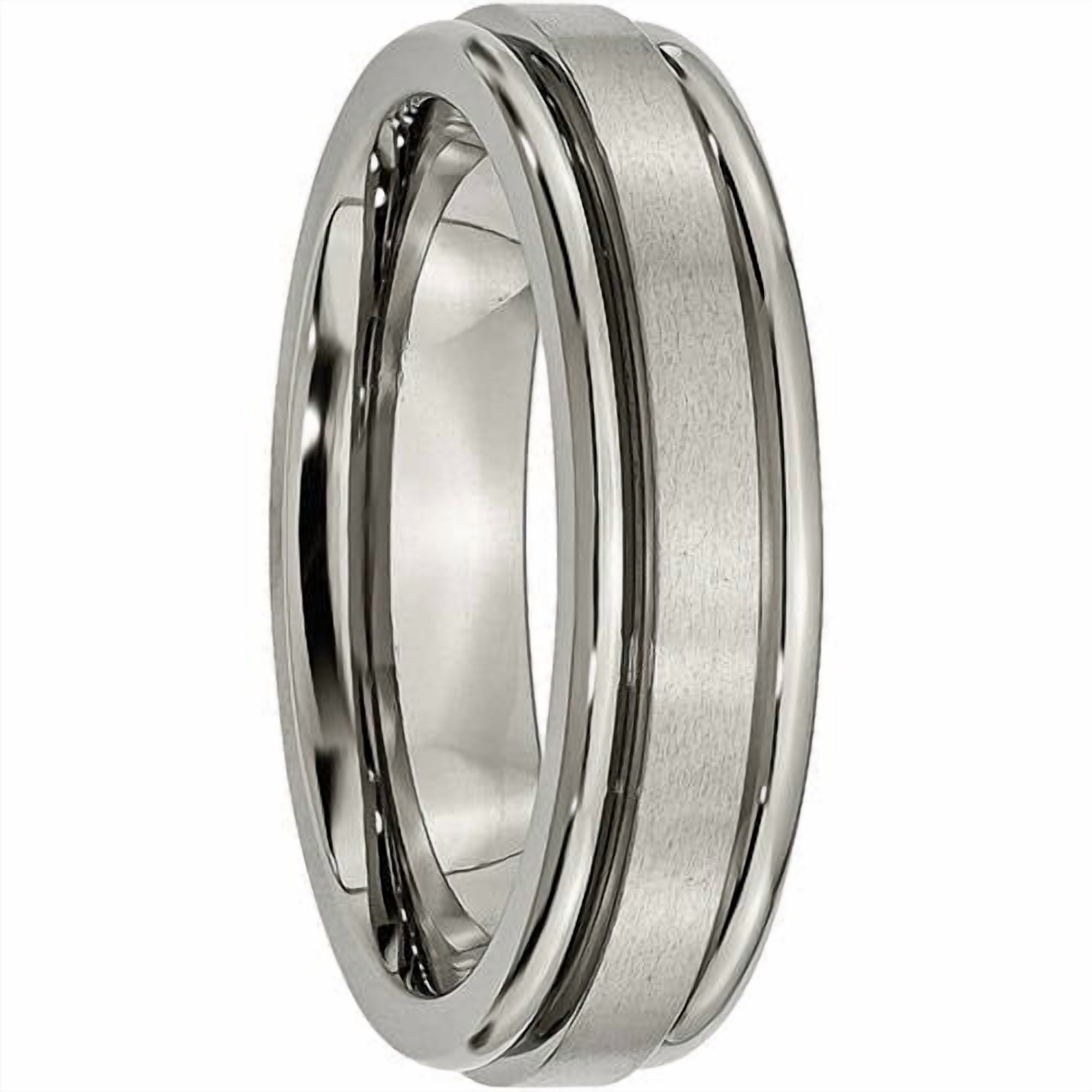Titanium Grooved Edge 6mm Satin and Polished Band