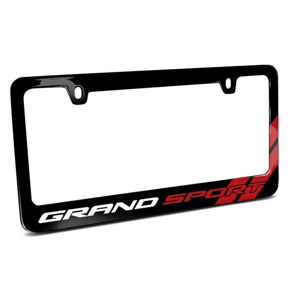 Chevrolet Corvette C7 Grand-Sport Red Stripes Black Metal License Plate Frame