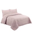 thumbnail image 2 of Marina Decoration Solid Embossed Pinsonic Coverlet Bedspread Bedding Ultra Soft Summer Quilt Set with Shams, Pink Color, 2 of 6