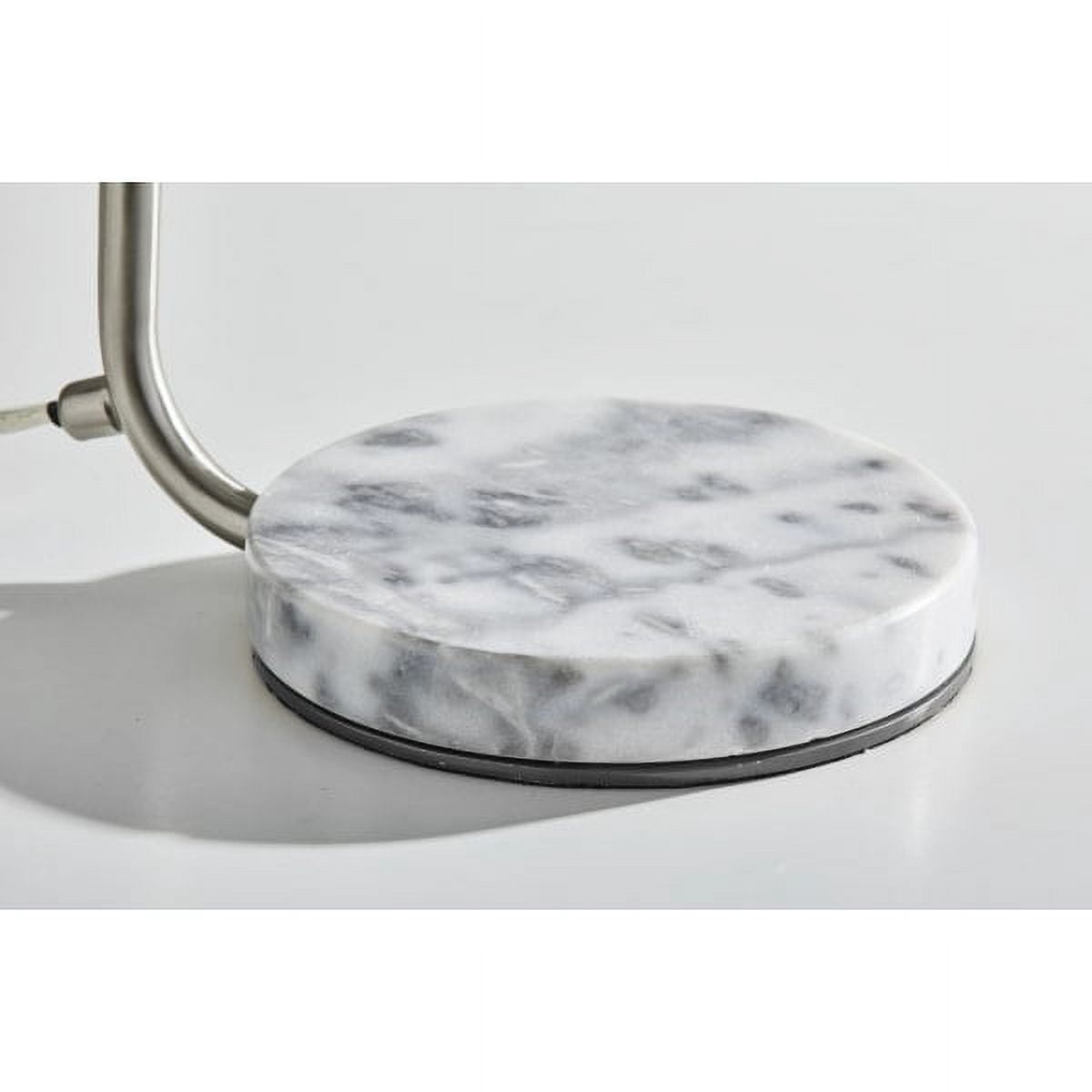 Adesso® Cora Desk Lamp, 22-1/2"H, Brushed Steel Shade/White Marble Base