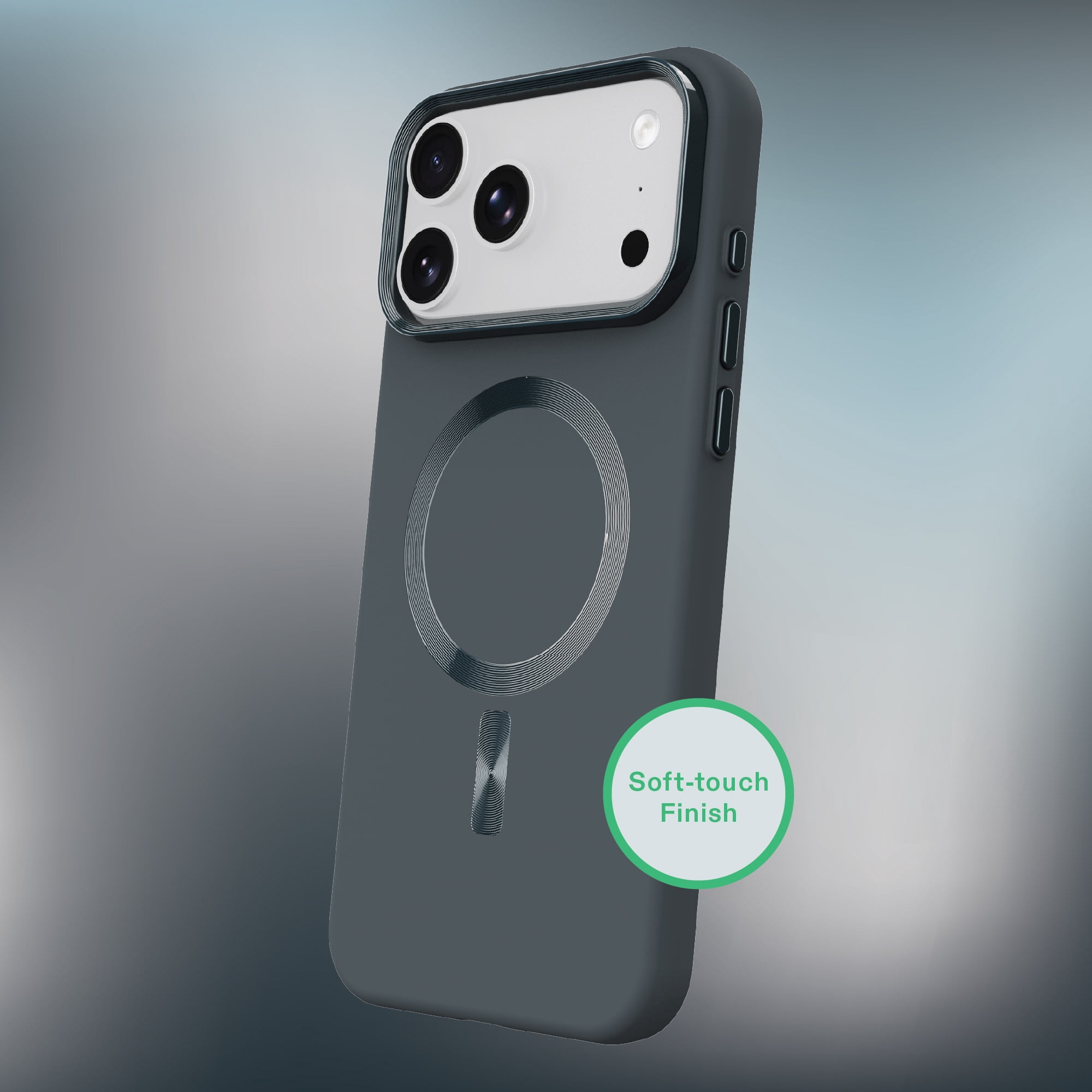 onn Soft Touch Phone Case for iPhone 18 Pro / 17 Pro, MagSafe Compatible - Gray
