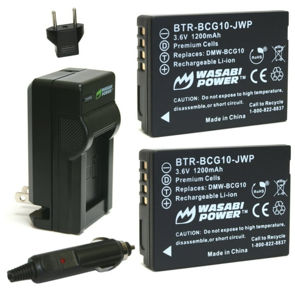 Wasabi Power Battery (2-Pack) and Charger for Panasonic DMW-BCG10